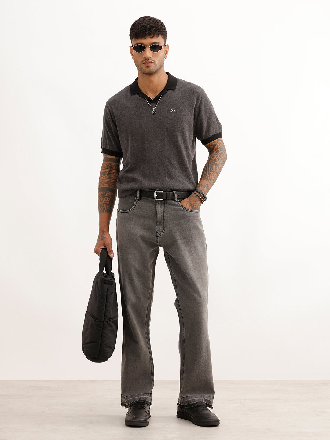 Bootcut Fit Solid Denim Jeans | Grey
