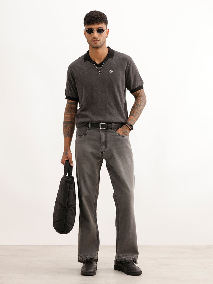 Bootcut Fit Solid Denim Jeans | Grey