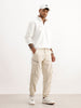 Solid Loose Fit Cargo Trouser | Beige