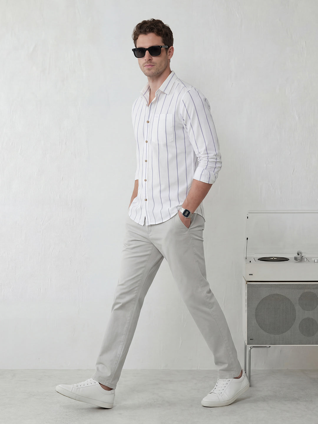 Classic White Stripes slim fit shirt | White