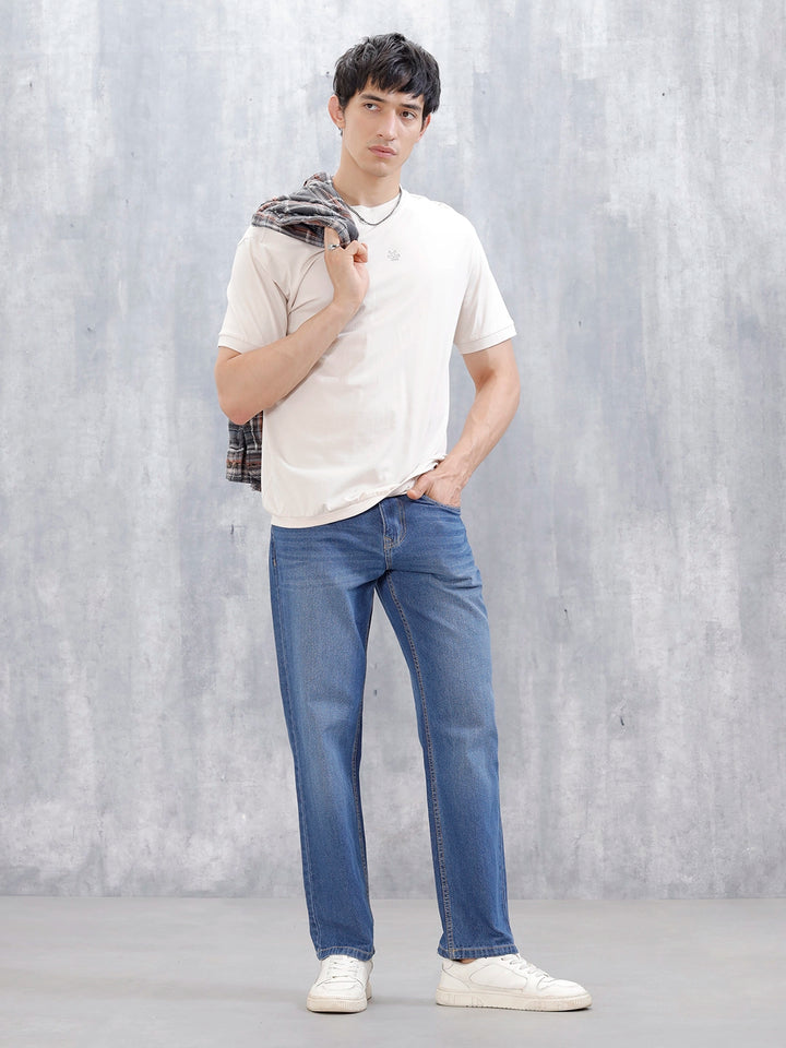 Men's Casual Anti Fit Jeans | Med Stone