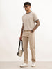 Slim Fit Textured Contrast Collar T-Shirt | Beige | WTS02HSSL1221S