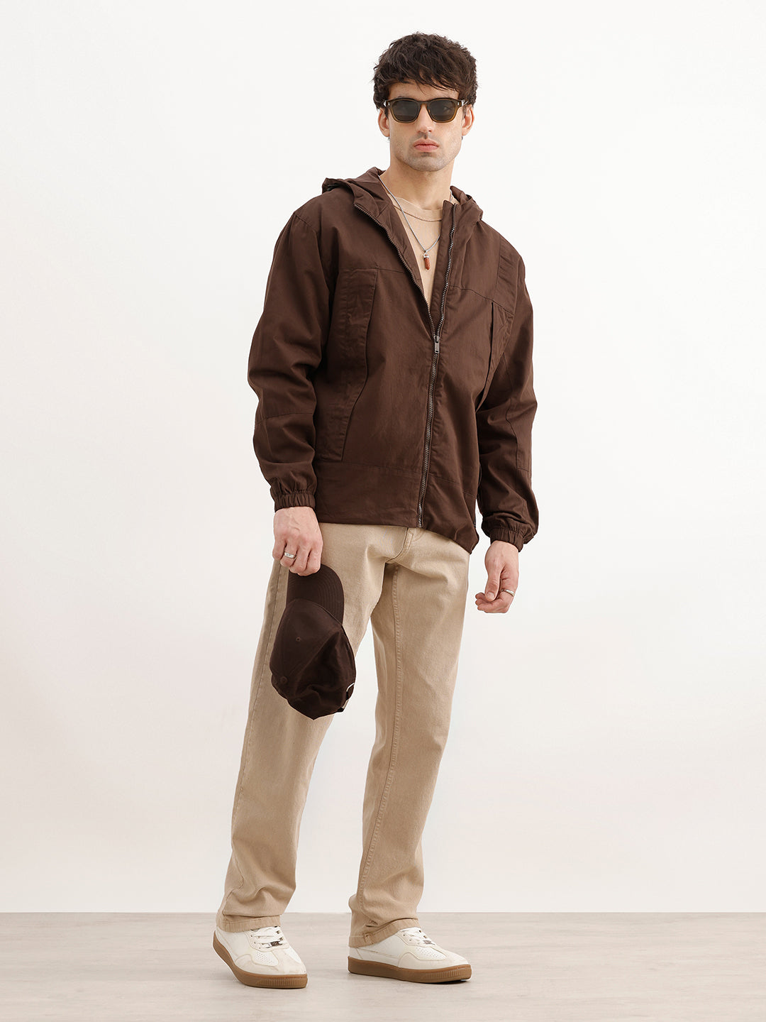 Solid Comfort Fit Hooded Jacket | Brown | WJK02FSCM1038W