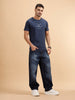Tonal Logo Printed Slim Fit T-Shirt | Navy