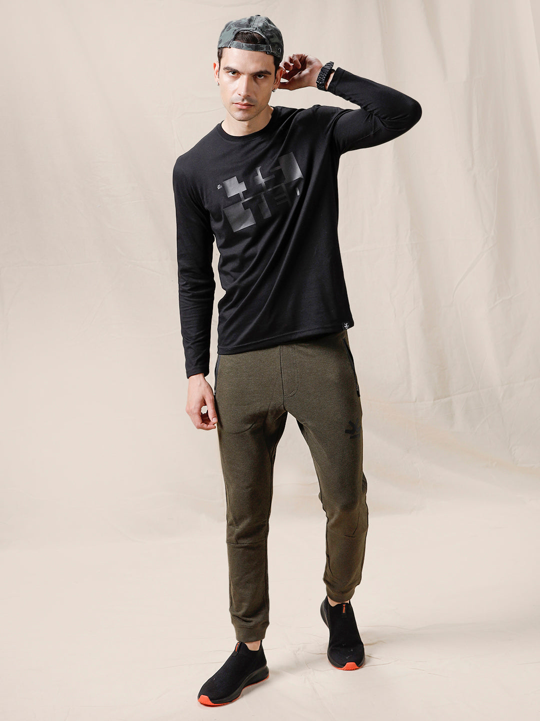 Solid Olive Joggers With Zip Pockets