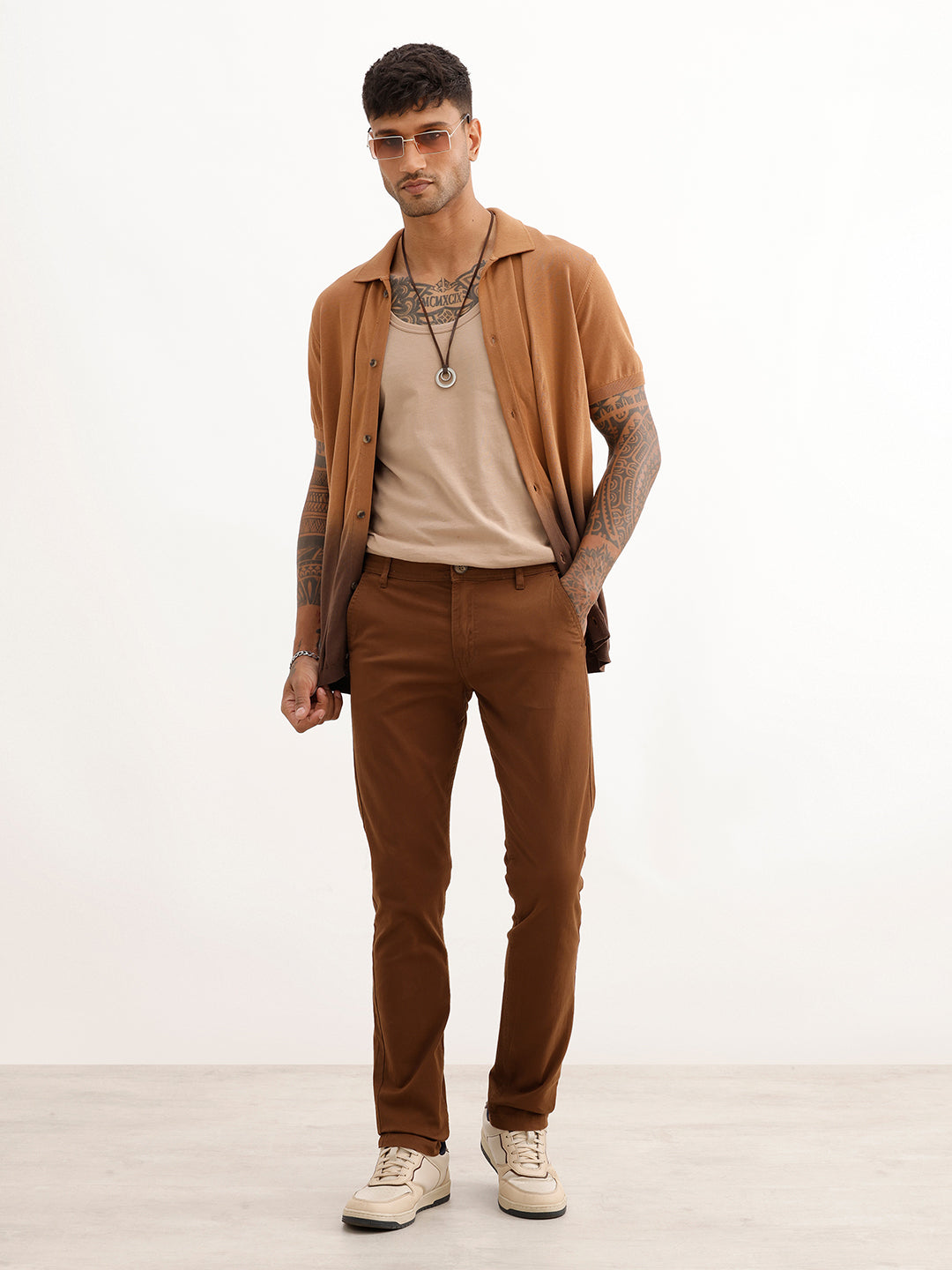 Solid Slim Fit Trouser | Brown