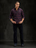 Checkered Cotton Twill Shirt | Maroon