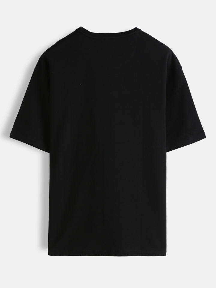 Embroidered Solid Oversized T-Shirt | Black