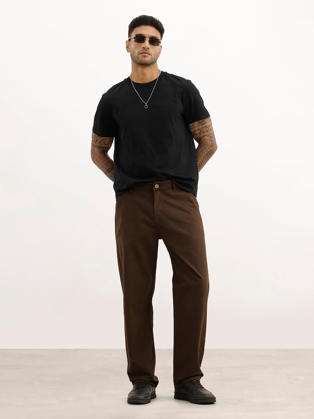 Solid Loose Fit Trouser | Brown