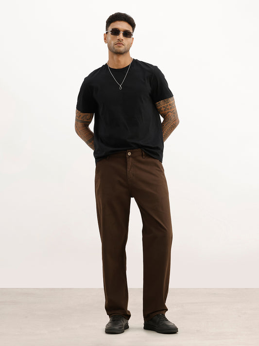 Solid Loose Fit Trouser | Brown