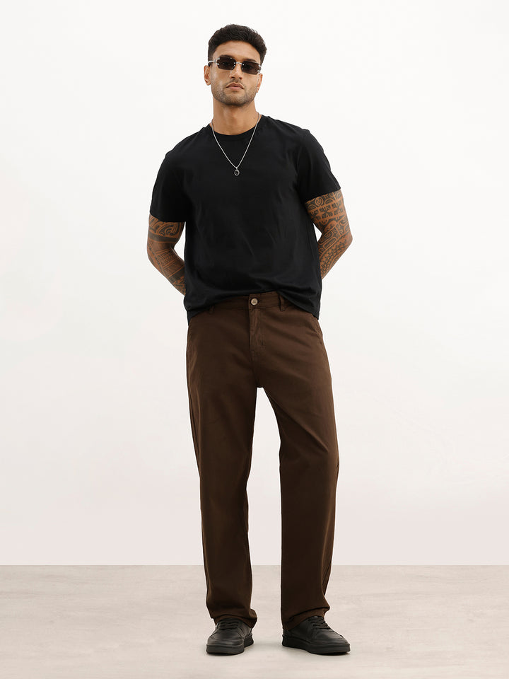 Solid Loose Fit Trouser | Brown