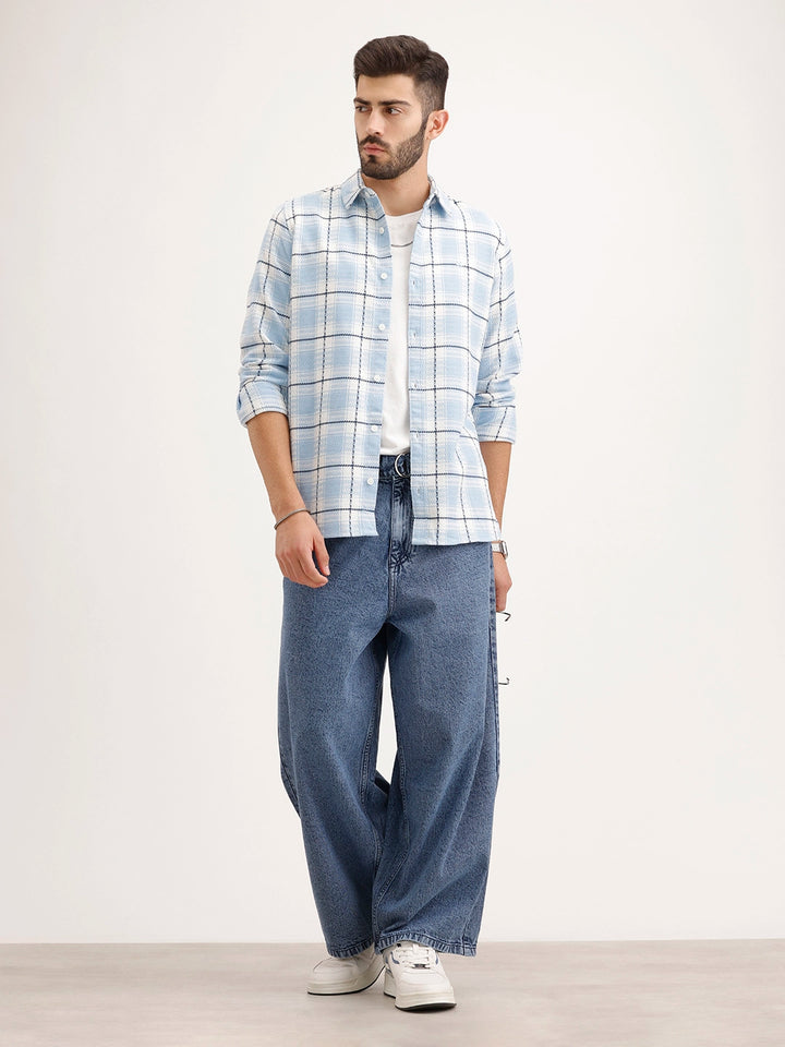 Textured Regular Fit Shirt | Light Blue