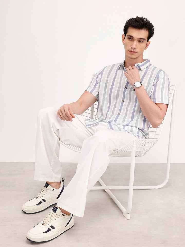 Slim Fit Striped Shirt | Grey