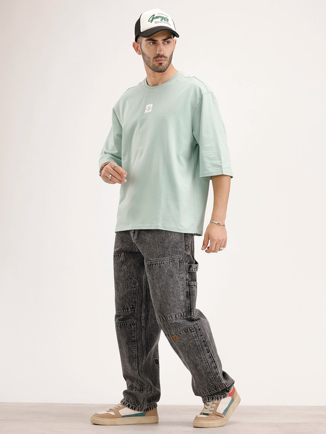 Oversized Fit 3/4 Sleeves T-Shirt | Green