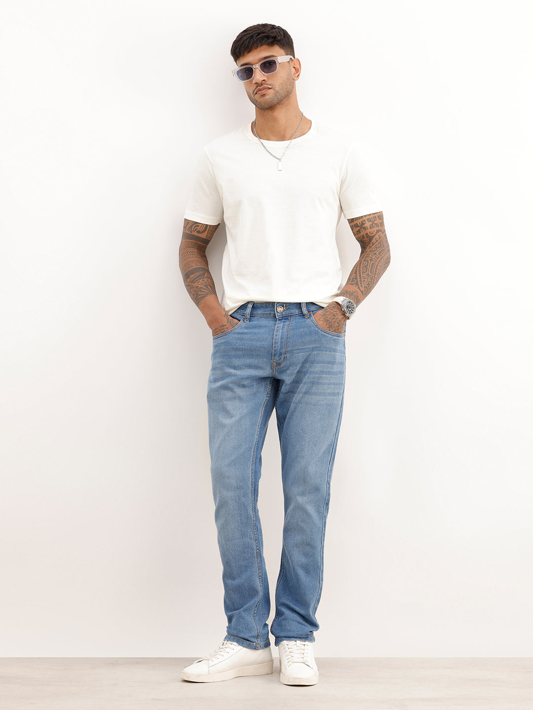 Solid Slim Fit Denim Jeans | Blue