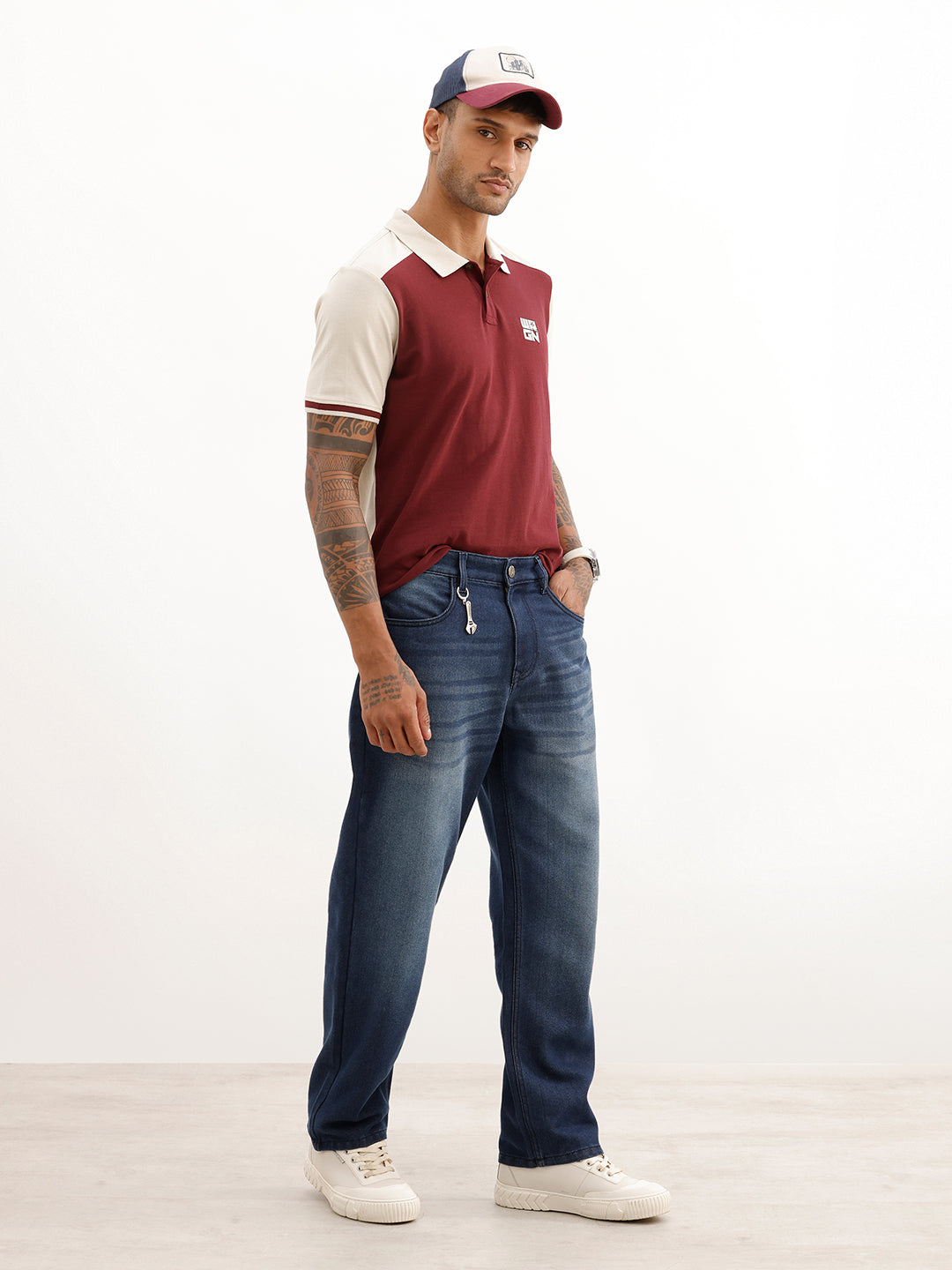 Classic Colour Block Polo T-Shirt | Beige