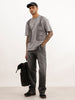 Oversized Placement Printed T-Shirt | Grey