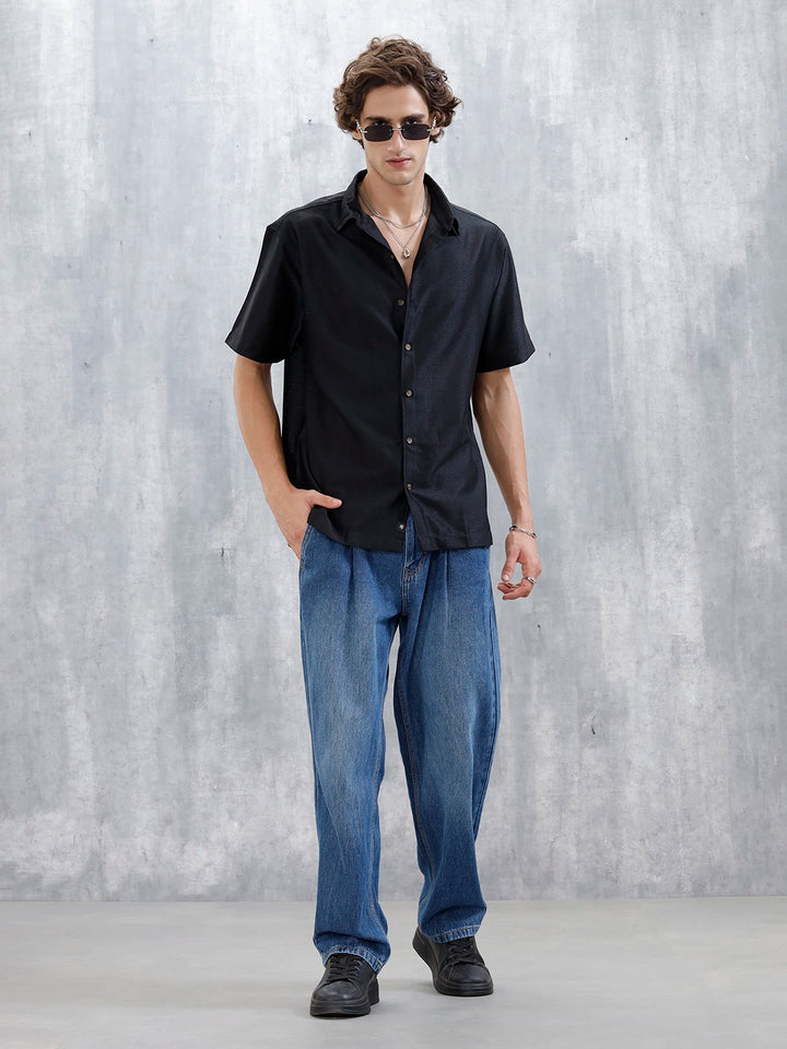 Men's Textured Casual Shirt | Black