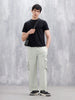 Casual Raw Edged Cargo Pants For Men | Light Green