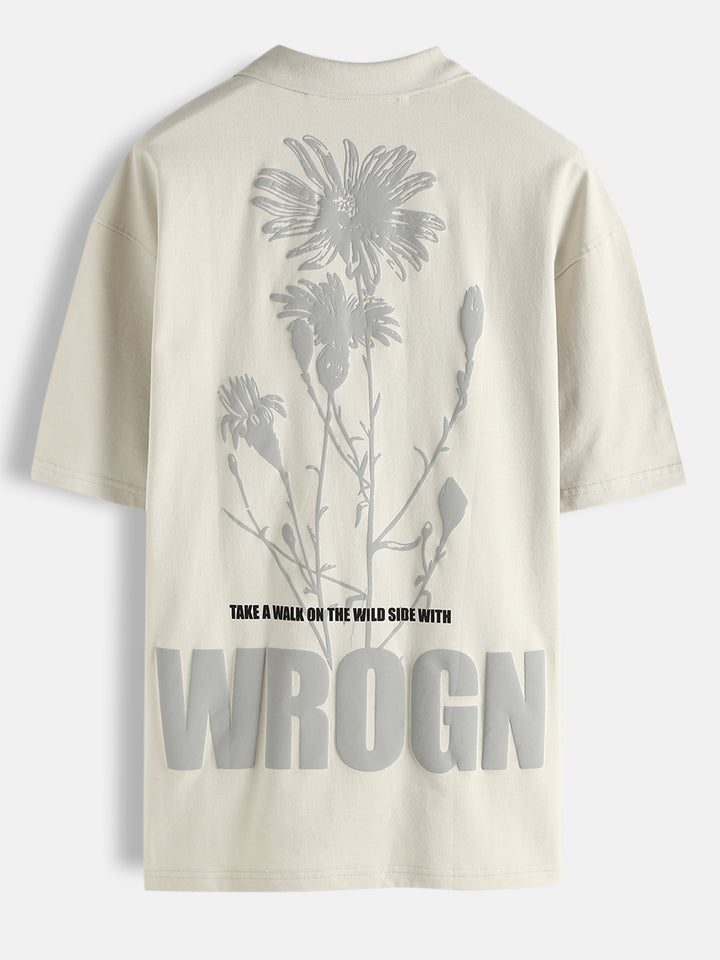 Solid Oversized Fit Polo T-Shirt | Beige