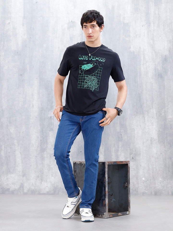 Mid Wash Men's Casual Slim Fit Jeans | Blue