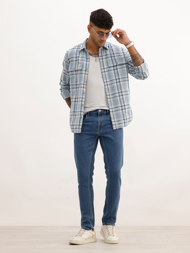 Slim Fit Solid Denim Jeans | Blue