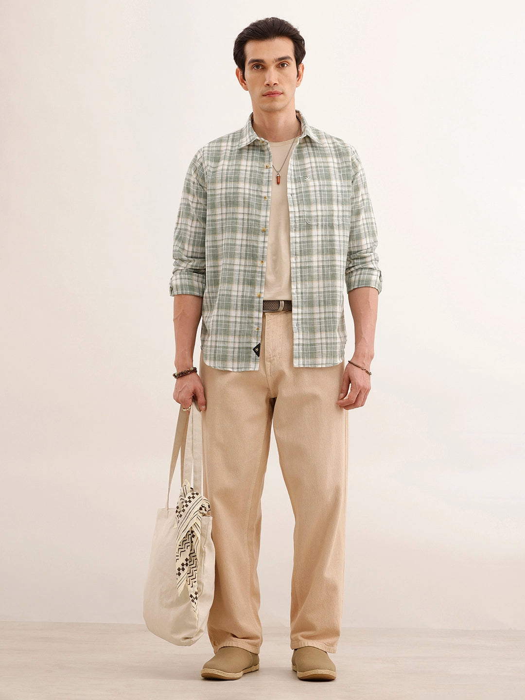 Regular Fit Checkered Shirt | Green