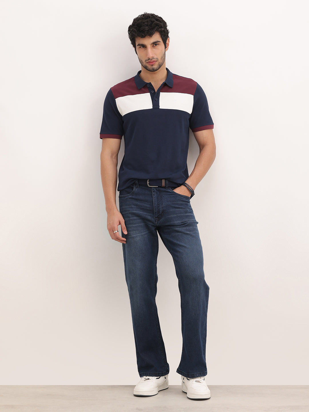 Classic Slim Fit Cut & Sew Polo T-Shirt | Navy Blue