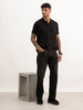 Slim Fit Faded Cut & Sew Polo T-Shirt | Black