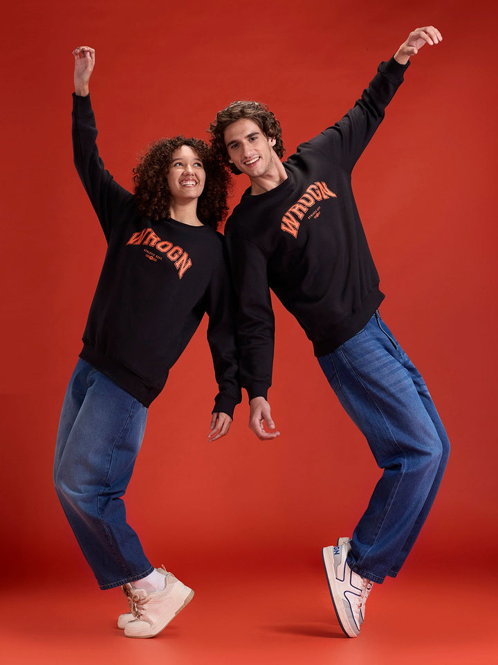 Wrogn Graphic Printed Comfort Fit Sweatshirt | Black