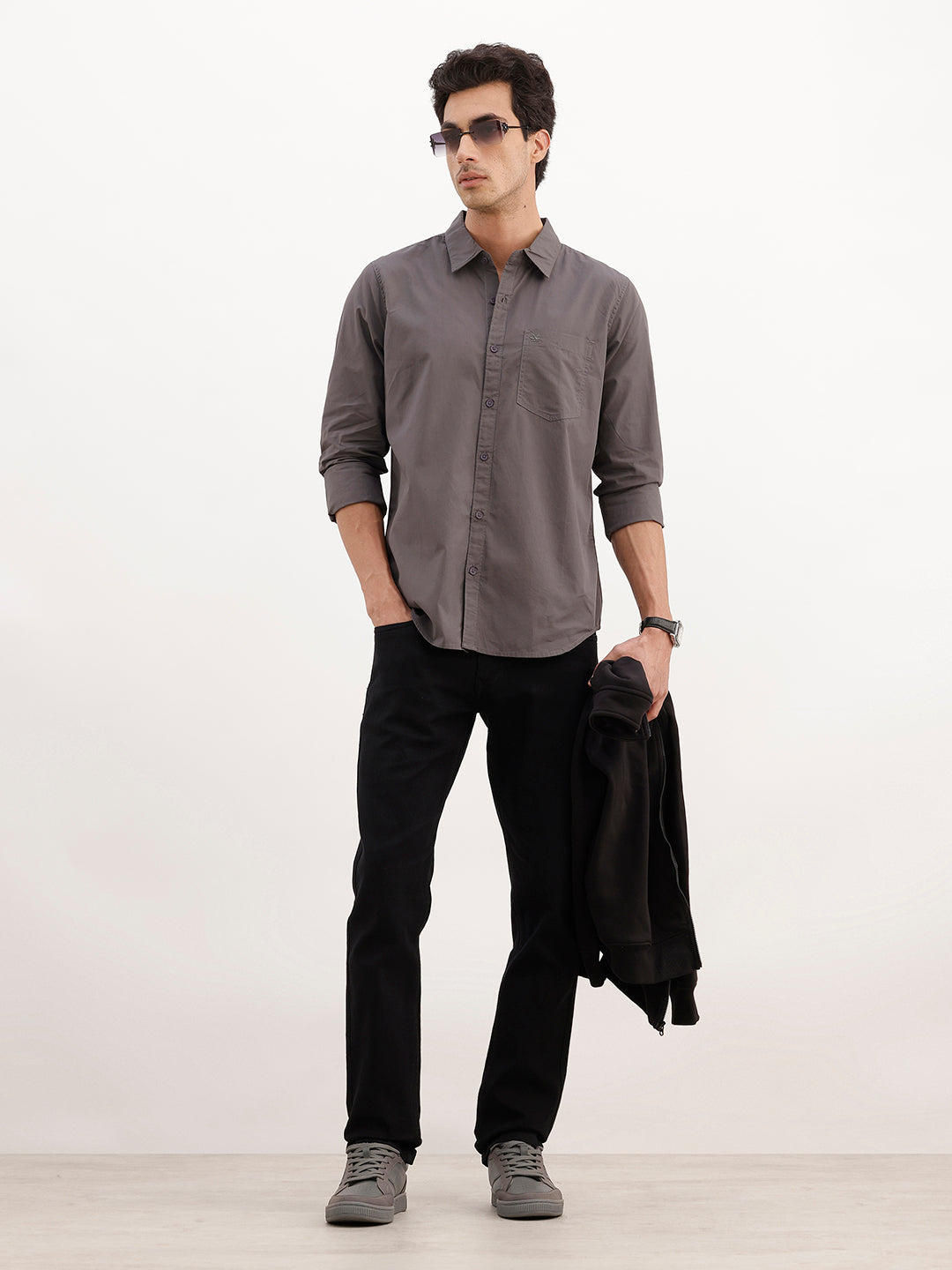 Solid Slim Fit Shirt | Dark Grey