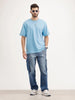 Contrast Sleeved Oversized T-Shirt | Blue