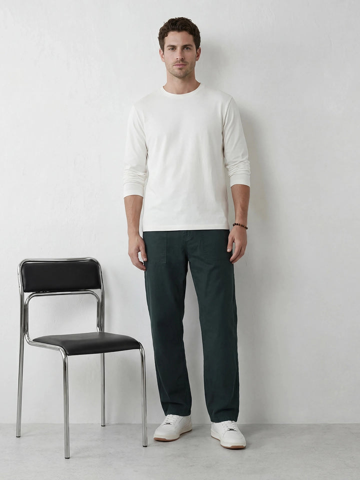 Solid Loose Fit Trouser | Dark Green