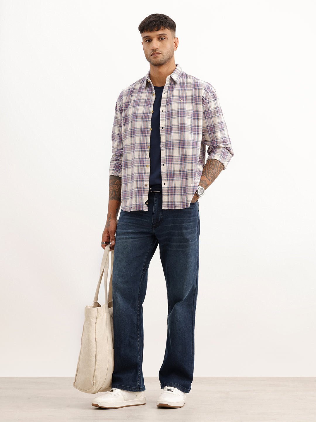 Comfort Fit Checkered Full Sleeve Shirt | Blue