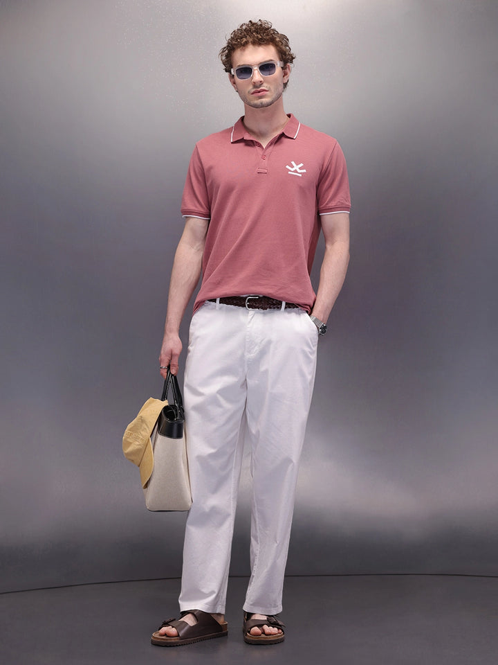 Solid Collar Tipping Polo T-Shirt | Pink