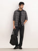 Slim Fit Checkered Full Sleeve Shirt | Dark Grey