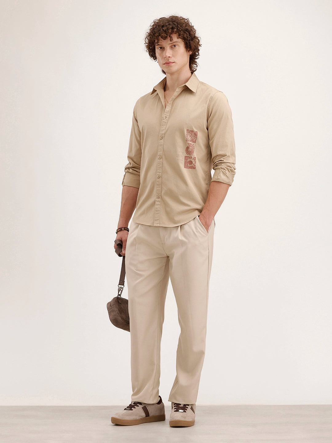 Regular Fit Placement Printed Shirt | Beige