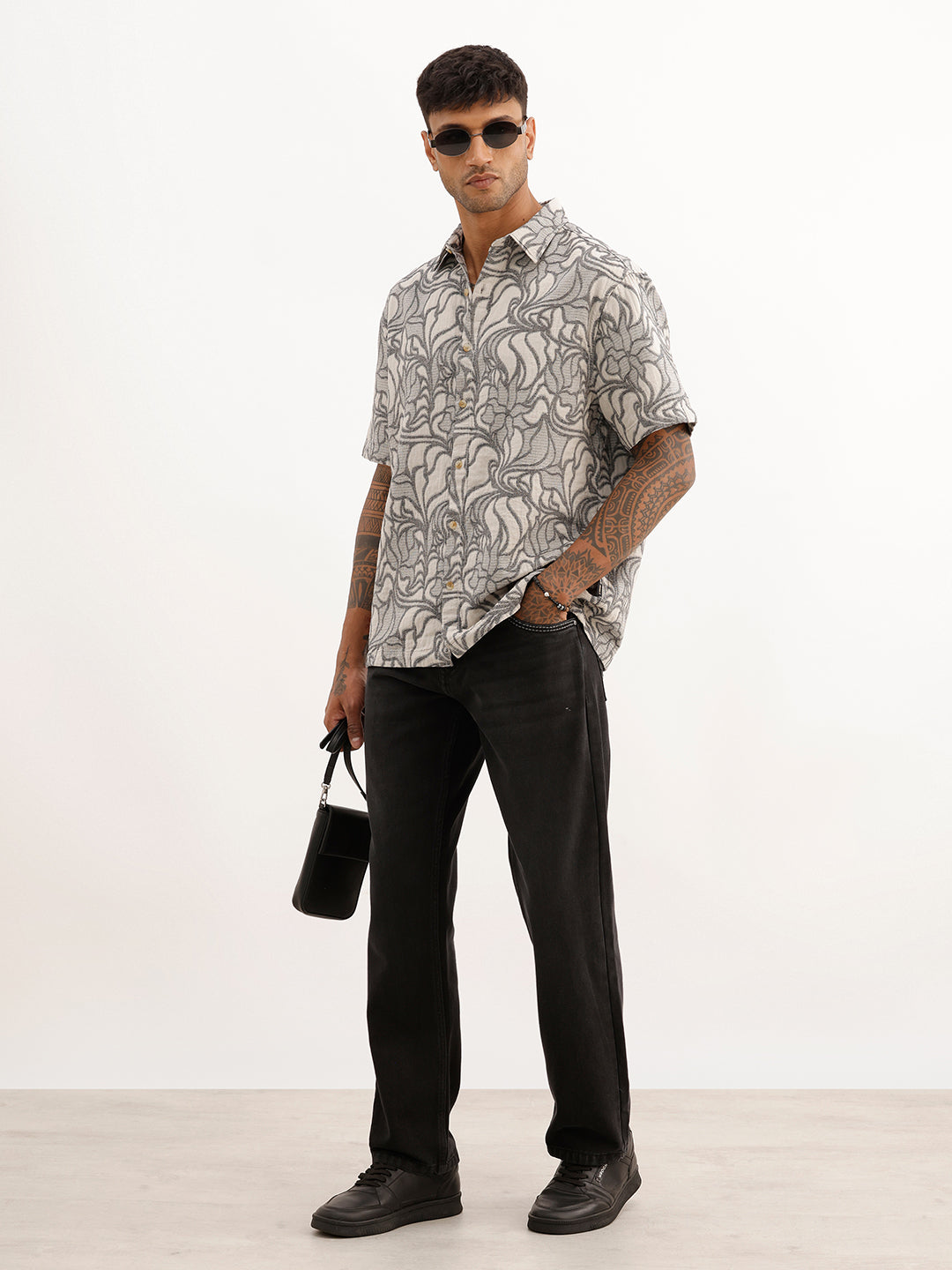 Classic Comfort Fit Jacquard Shirt | Grey