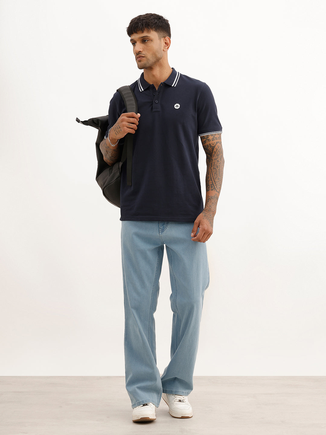Slim Fit Tipping Collar Polo T-Shirt | Navy Blue | WWTS280F