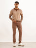 Regular Fit Placement Printed Polo T-Shirt | Light Brown