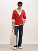 Solid Comfort Fit Cardigan Sweater | Red