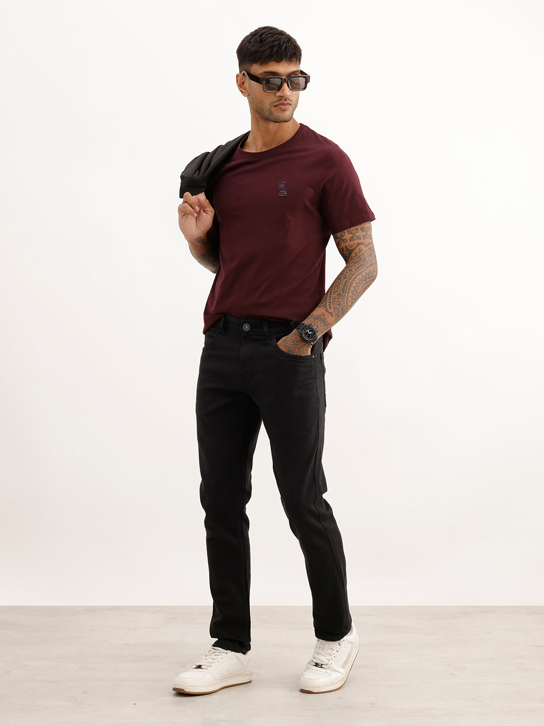Solid Slim Fit Denim Jeans | Black