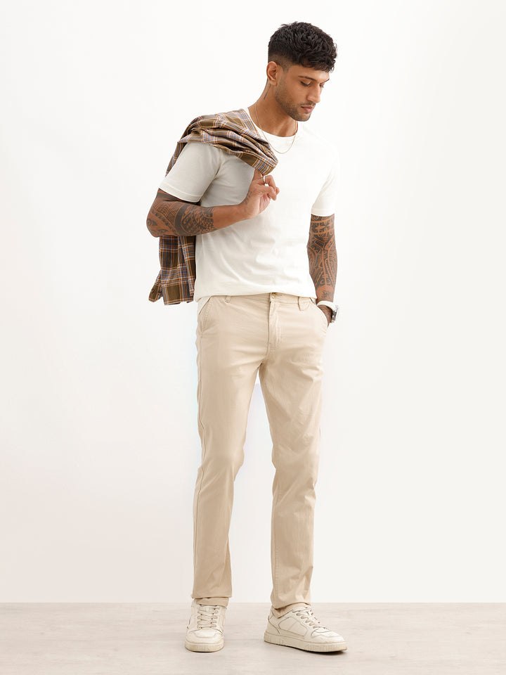 Solid Slim Fit Trouser | Off White