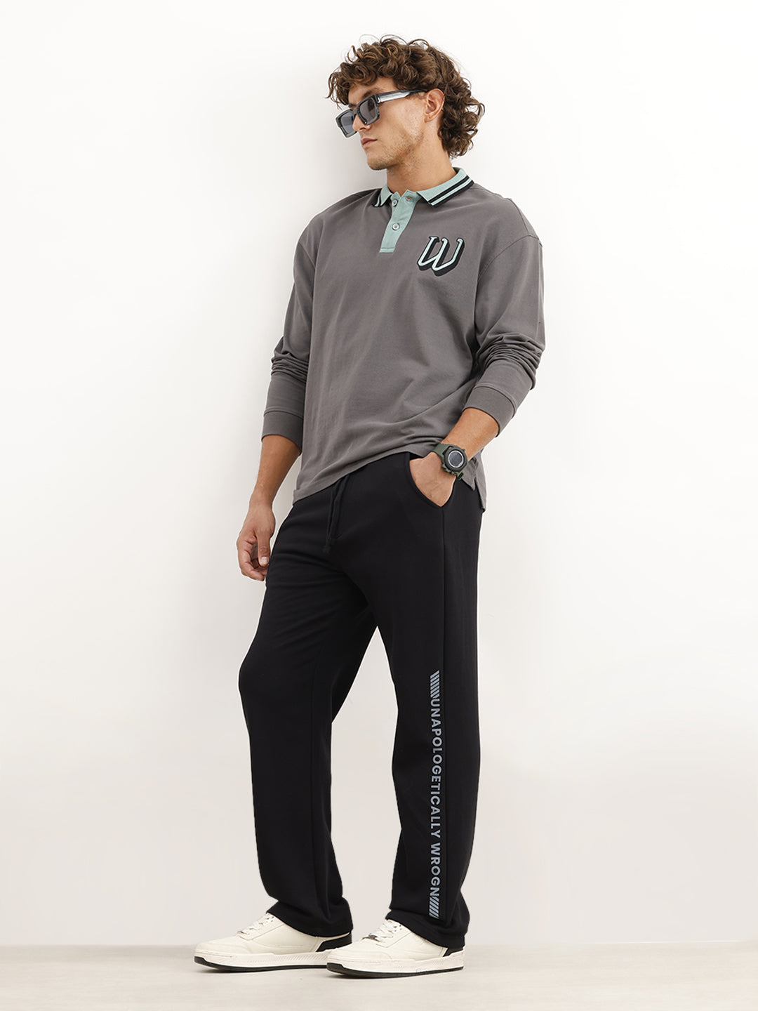 Relaxed Fit Placement Printed Jogger | Black
