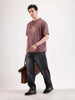 Washed Placement Printed Oversized T-Shirt   |  Maroon