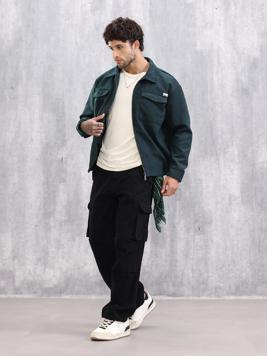 Effortless Layering Utility Oversized Fit Jacket | Dark Green
