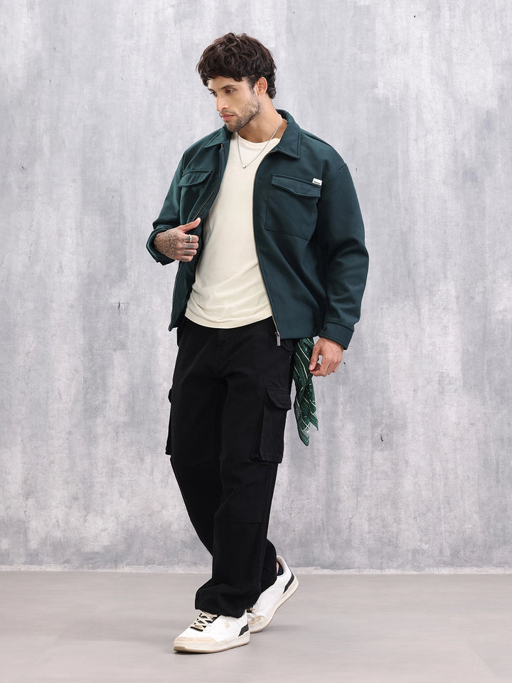 Effortless Layering Utility Oversized Fit Jacket | Dark Green