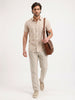 Slim Fit AOP Half Sleeve Shirt | Beige