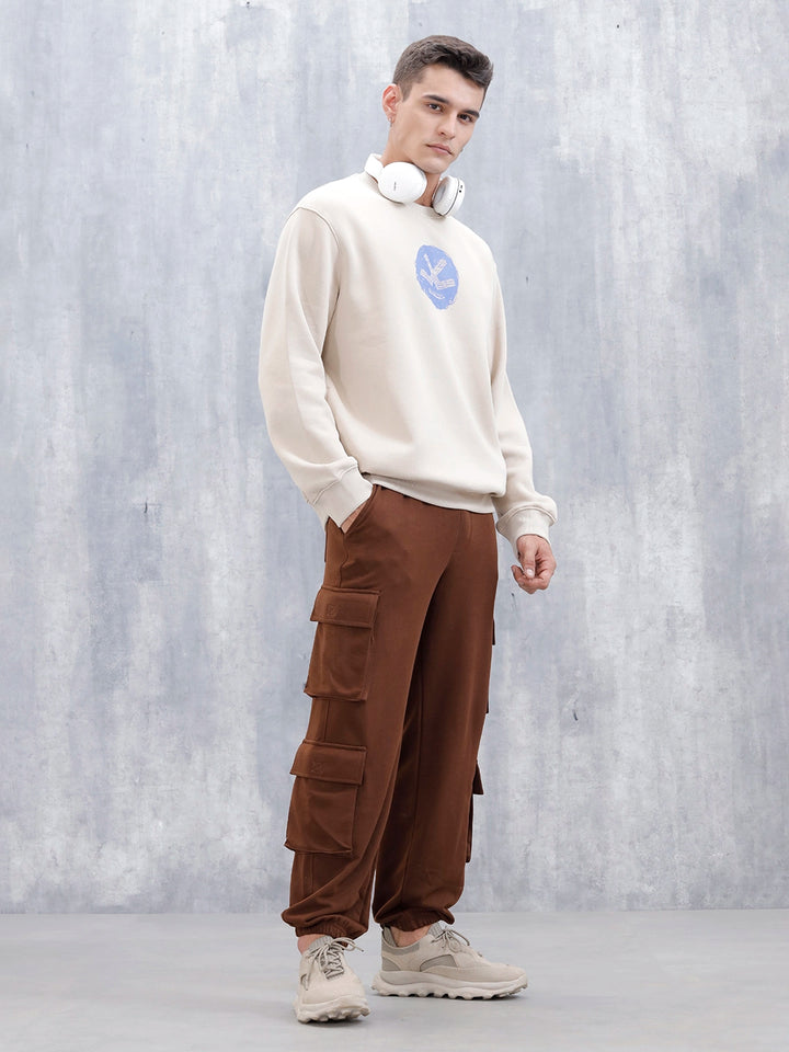 Men's Casual Utility Pockets Relaxed Fit Knit Jogger | Brown