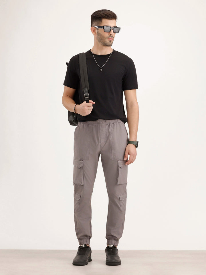 Solid Cargo Textured Trouser | Grey